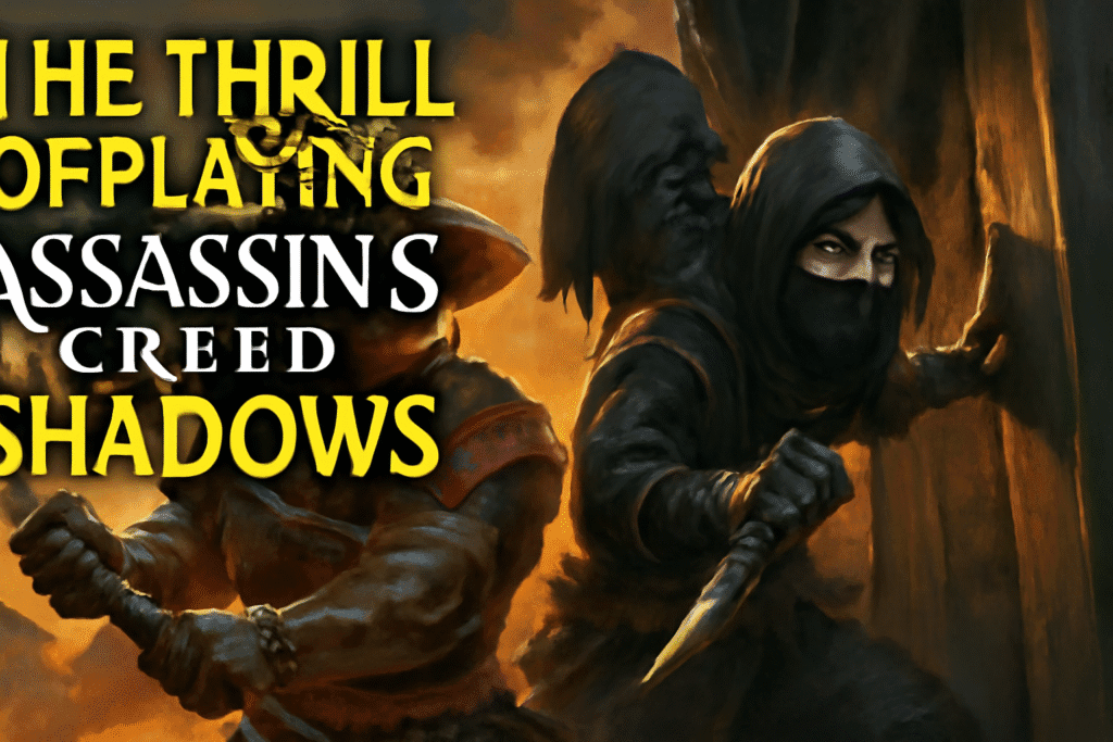 Split image showing Yasuke, the African samurai, and Naoe, the stealthy shinobi, in a stylized Japanese landscape.