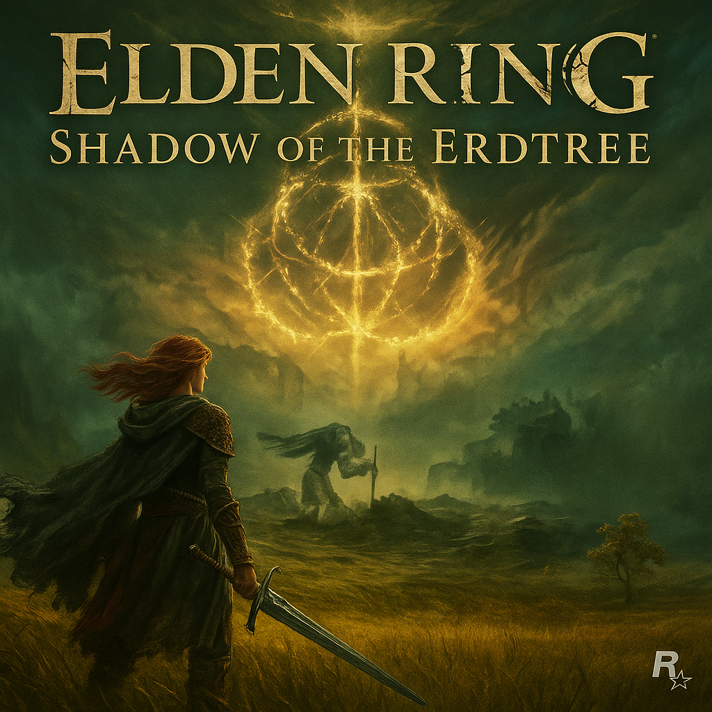 Warrior and Erdtree in Foreshadowed Landscape 