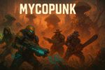 Mycopunk official gameplay screenshot with main characters and fungal outbreak