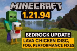 Minecraft 1.21.94 official Bedrock update with Lava Chicken Disc, fog enhancements, and performance fixes in 2025
