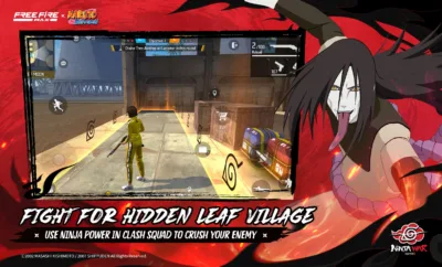 Hidden Leaf Village map in Free Fire MAX with iconic locations like Hokage Rock