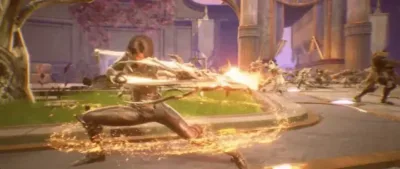 Aion 2 characters in battle with magical effects and environment